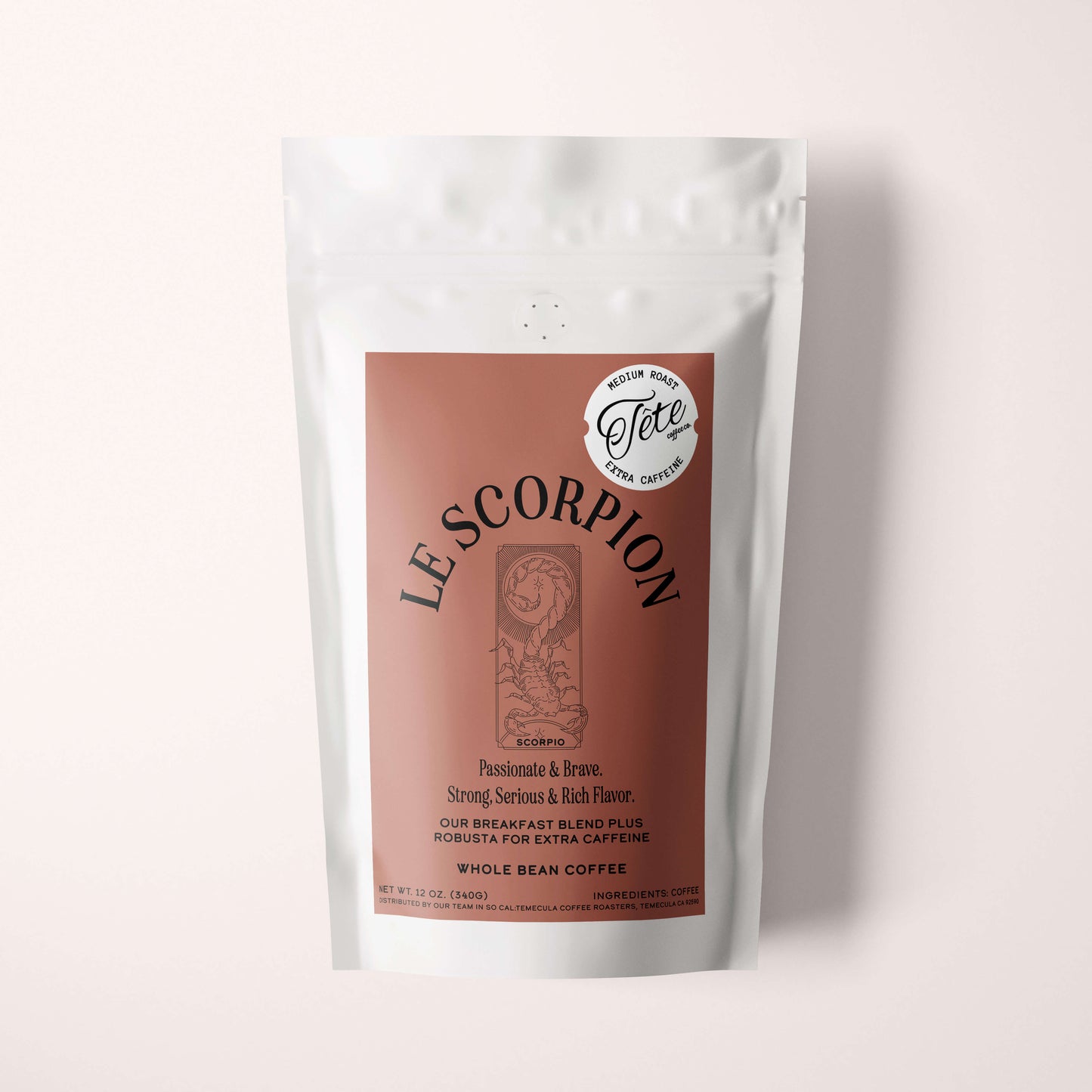 Scorpio inspired gourmet small batch coffee blend from Tete Coffee Co.